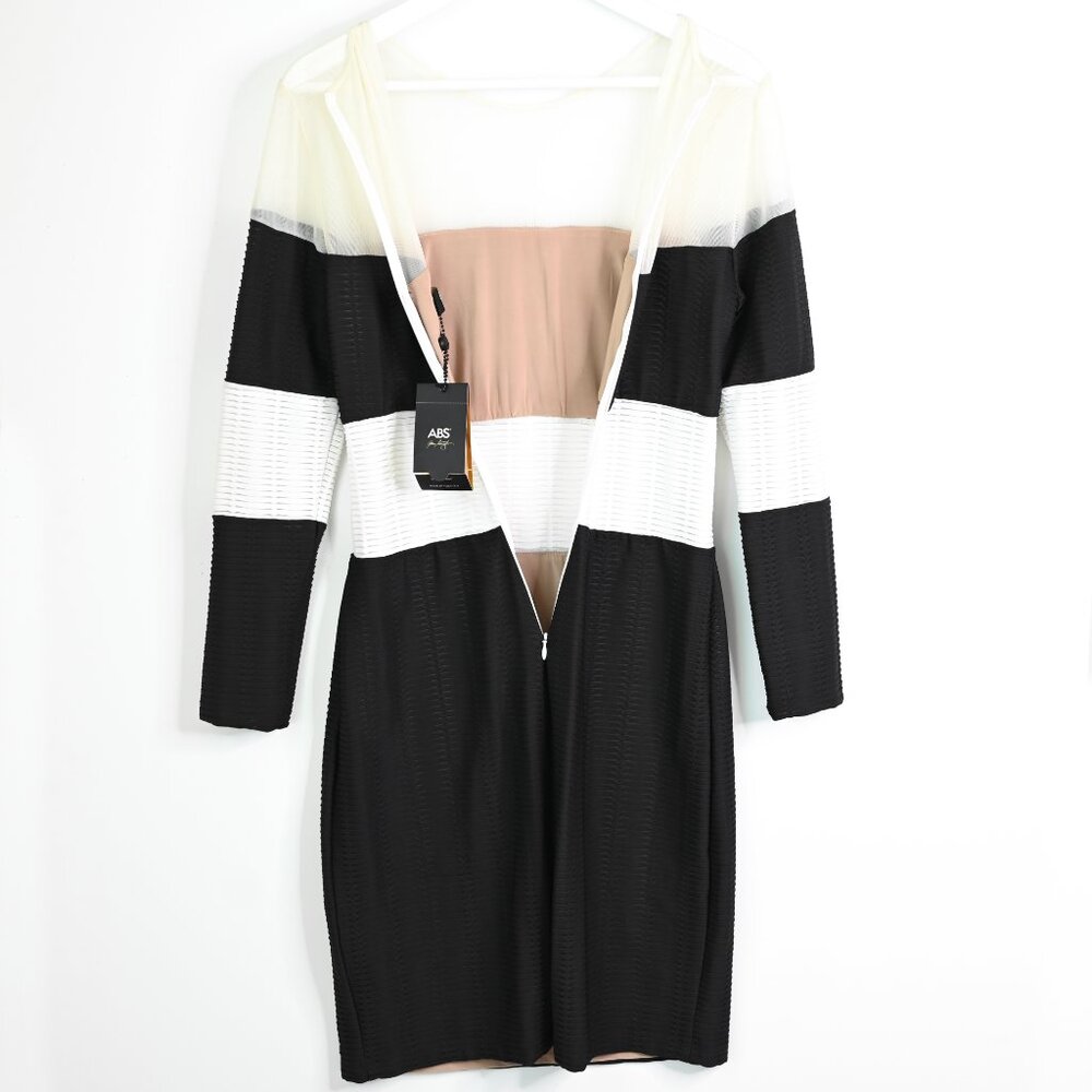 ABS Allen Schwartz Black and White Long Sleeve Dress - NWT - Size Medium - Picture 9 of 14